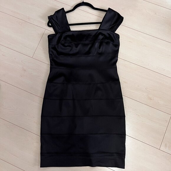 Calvin Klein Dresses & Skirts - Calvin Klein Black Satin Bandage Bodycon Dress Sz 8